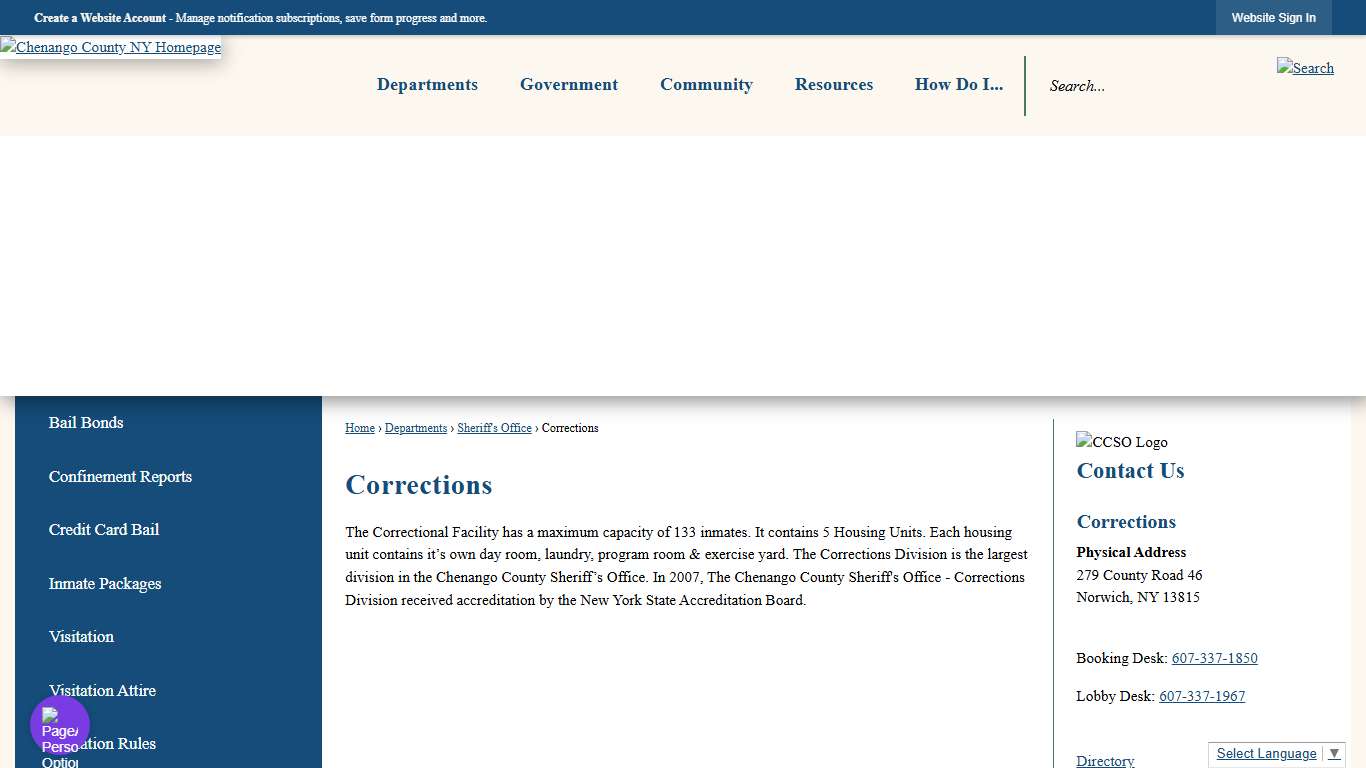 Corrections | Chenango County, NY