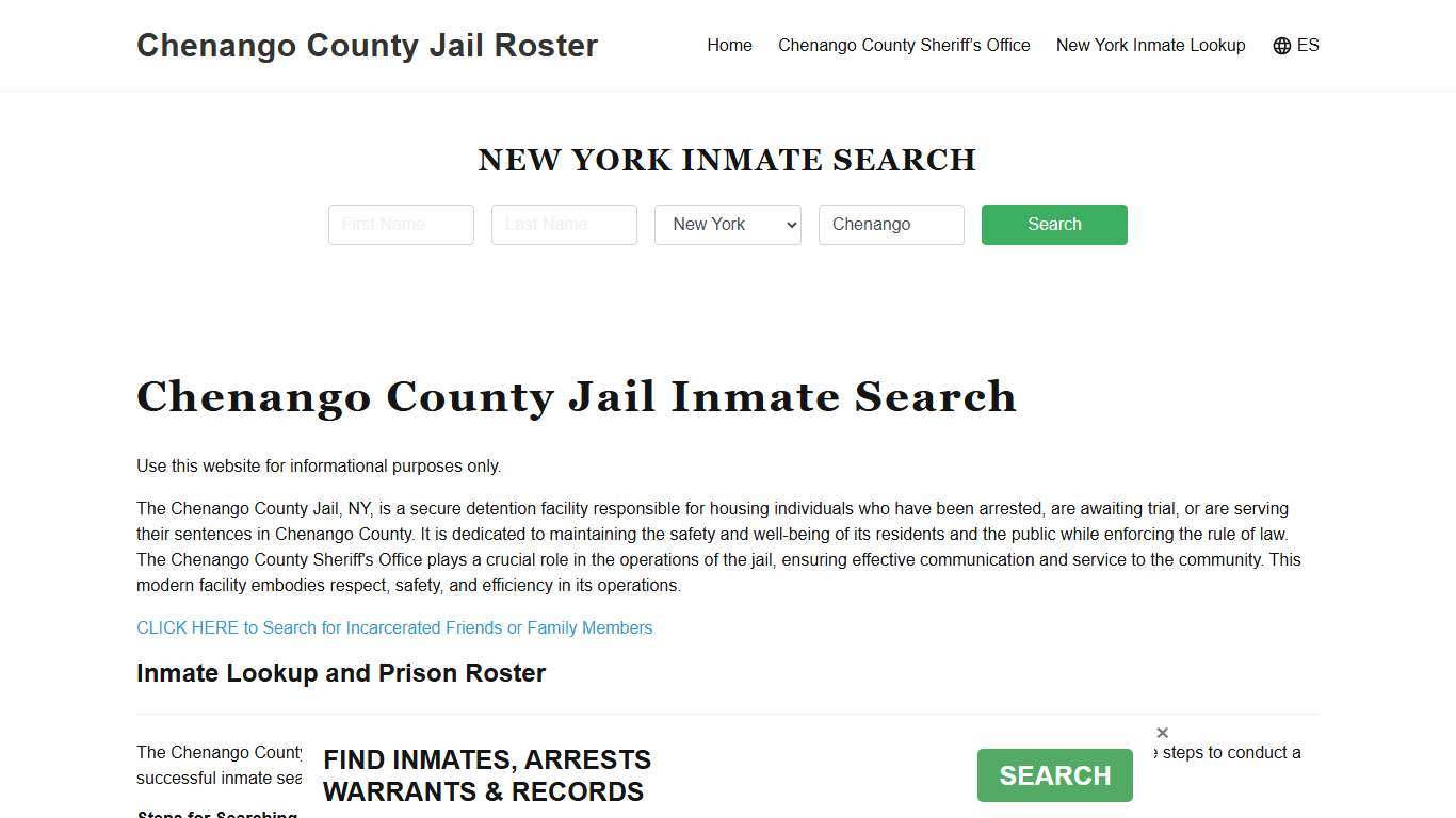 Chenango County Jail Roster Lookup, NY, Inmate Search