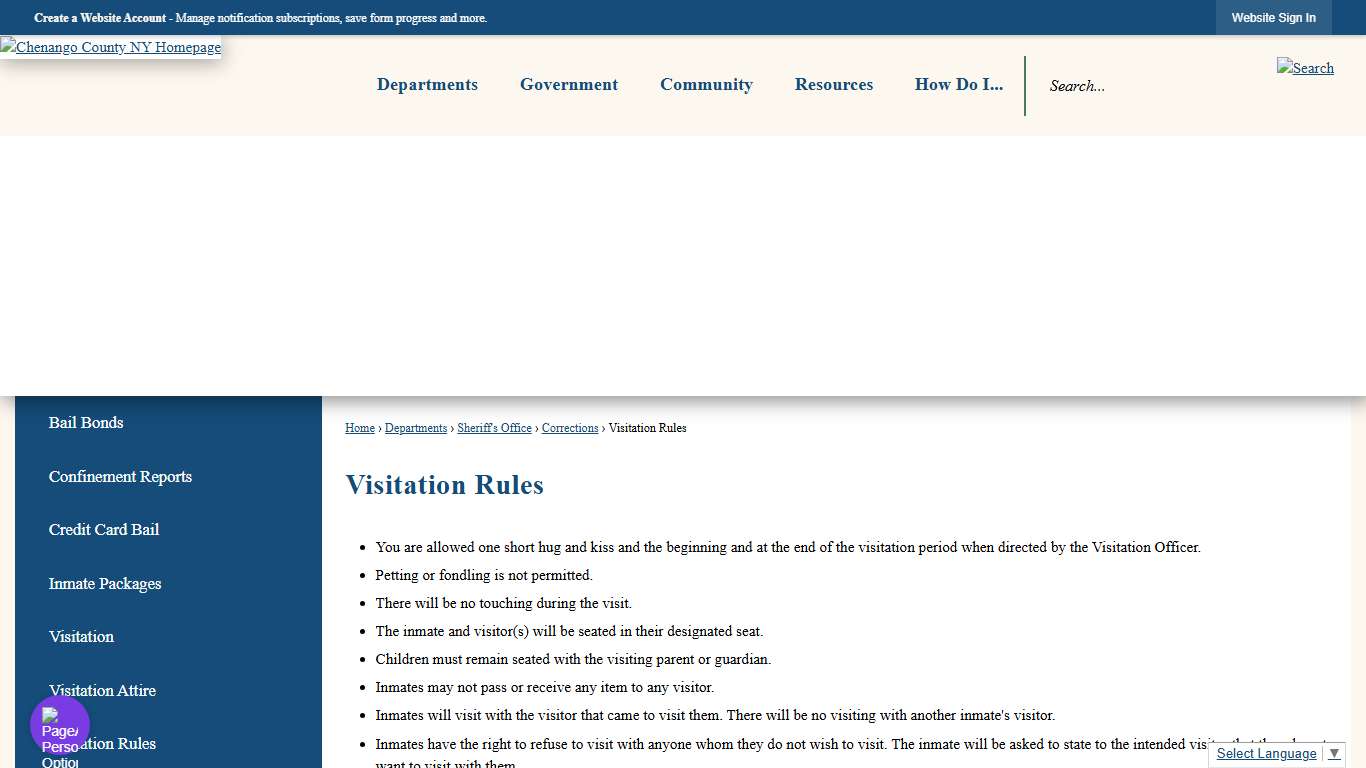 Visitation Rules | Chenango County, NY