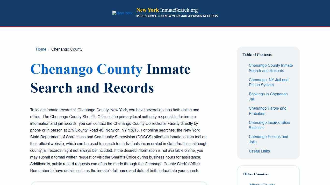 Chenango County, NY Inmate & Jail Records Lookup